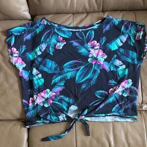 Floral Print Tie-Front Top